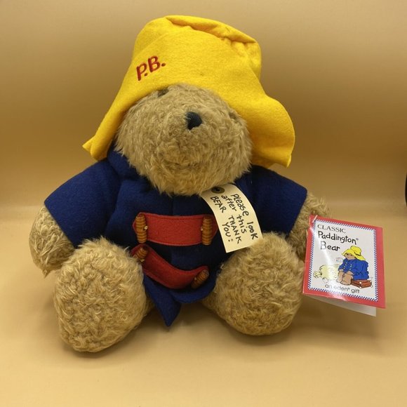 EDEN Toys Classic PADDINGTON BEAR Yellow Hat Blue Navy Red Jacket 14” - Picture 1 of 8